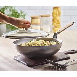 WOK pánev de Buyer, 5717.28 WOK, MINERAL B BOIS, 28 cm, dřevěná rukojeť,
zaoblená