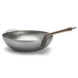 WOK pánev de Buyer, 5717.32 WOK, MINERAL B BOIS, 32 cm, dřevěná rukojeť a ouško,
zaoblená