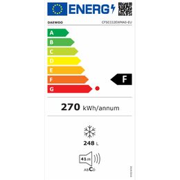Lednice Daewoo, CFS0332EWMA0-EU, 175 cm, 248 l, 6 šuplíků, bez mrazáku, 41 dB,
205 kWh/rok