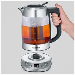 Rychlovarná konvice Severin, WK 3480, 2v1, s čajovarem, nastavitelné stupně
teploty, LED displej, funkce ohřevu, kapacita 1,7 L vody, 1,5 L