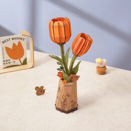 RoboTime 3D dřevěná skládačka Oranžový tulipán