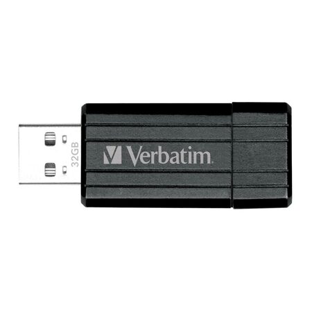 32GB USB Flash 2.0 PinStripe Bk VERBATIM