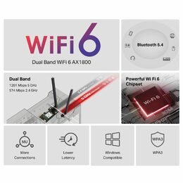 Síťová karta TP-Link Mercusys MA70XE AXE 1800, WiFi 6, Bluetooth 5.3, 2,4/5GHz, PCI-e