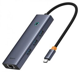 Baseus hub Ultra Joy USB 6v1 (USB-C/1xHDMI4K30Hz/3xUSB 3.0/1xPD/RJ45) šedý