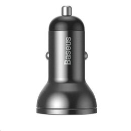 Rychlonabíječka do auta Baseus 2xUSB 4,8A 24W s displejem + 3v1 kabel černá