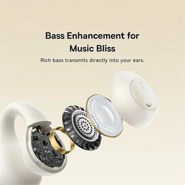 Bluetooth sluchátka Baseus Bass 15 Clip Open Ear bílá