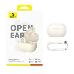 Bluetooth sluchátka Baseus Bass 15 Clip Open Ear bílá