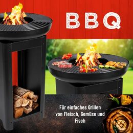 BBQ COLLECTION Přenosné zahradní ohniště s grilem a stojanem 60x90cm ED-219335