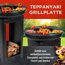 BBQ COLLECTION Přenosné zahradní ohniště s grilem a stojanem 60x90cm ED-219335