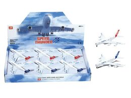 Letadlo osobní kov/plast 14cm na zpětné natažení 2 barvy 6ks v boxu
