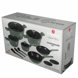 BERLINGERHAUS Sada nádobí s titanovým povrchem 15 ks Matte Green Collection BH-8208