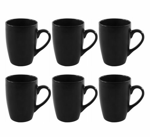 HIT Hrnky na kávu i čaj porcelán sada 6 ks 340 ml černá HT-24304294