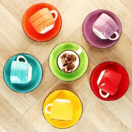 HIT Hrnky na cappuccino s podšálky sada 12 ks 350 ml COLOURS HT-24326775