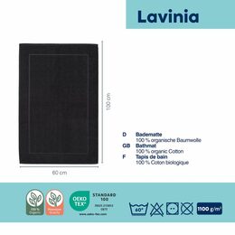 KELA Koupelnová předložka LAVINIA 100% organická bavlna černá 60x100 cm KL-23913