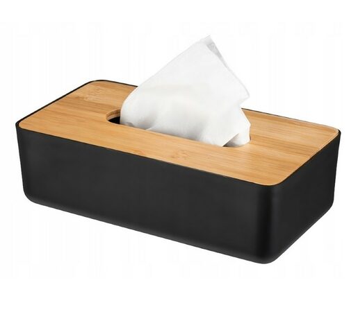 HIT Box na kapesníky s bambusovým víkem 26 x 13 cm černá HT-24501595
