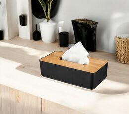 HIT Box na kapesníky s bambusovým víkem 26 x 13 cm černá HT-24501595