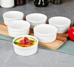 HIT Creme Brulée zapékací miska suflé sada 6 ks bílá 12 x 5 cm HT-24302129