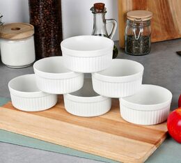 HIT Creme Brulée zapékací miska suflé sada 6 ks bílá 12 x 5 cm HT-24302129
