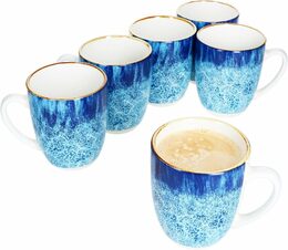 HIT Hrnek na kávu i čaj sada 6 ks porcelán 350 ml OCEAN HT-24324251