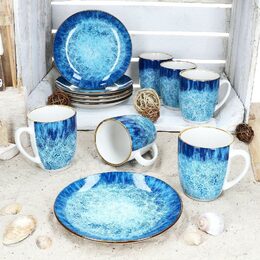 HIT Hrnek na kávu i čaj sada 6 ks porcelán 350 ml OCEAN HT-24324251