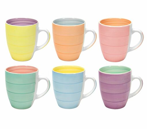 HIT Hrnky na kávu i čaj sada 6 ks 350 ml PASTEL HT-24326212