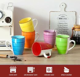HIT Hrnky na kávu i čaj sada 6 ks 350 ml COLOURS HT-24326768