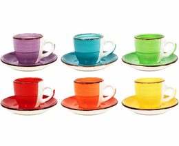 HIT Hrnky na espresso s podšálky sada 12 ks 90 ml COLOURS HT-24326774