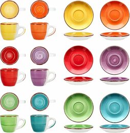 HIT Hrnky na espresso s podšálky sada 12 ks 90 ml COLOURS HT-24326774