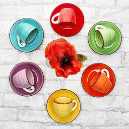 HIT Hrnky na espresso s podšálky sada 12 ks 90 ml COLOURS HT-24326774