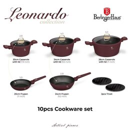 BERLINGERHAUS Sada nádobí s titanovým povrchem 10 ks Leonardo Collection BH-8050