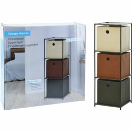 HOMESTYLING Úložný regál 3 patra s boxy textilní 102 cm KO-C80653210