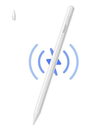Stylus Baseus Smooth Writing 2 s bezdrátovým a kabelovým nabíjením + LED indikátory bílý