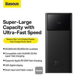 Power banka Baseus Star-Lord 30000 mAh 22,5W USB/USB-C černá