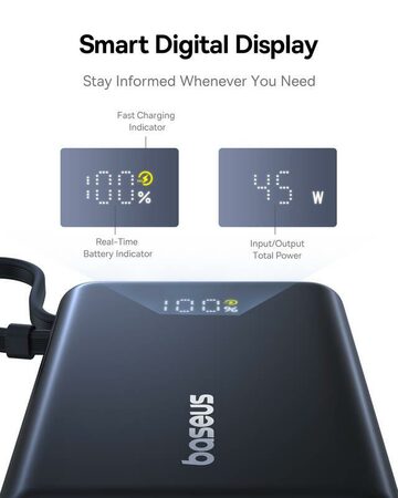 Powerbanka Baseus PicoGo 10000mAh, 45W, s kabelem USB-C černá