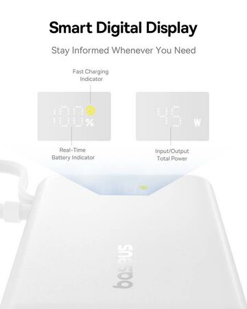 Powerbanka Baseus PicoGo 10000mAh, 45W, s kabelem USB-C bílá