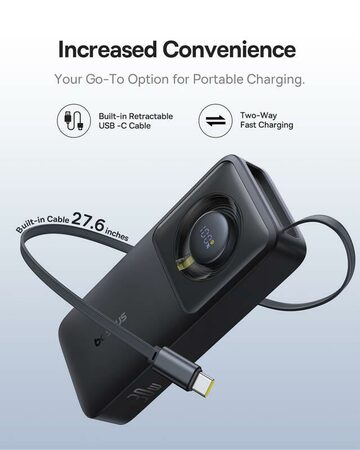 Powerbanka Baseus OS Free2Pull 10000mAh, 30W, s kabelem USB-C černá