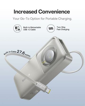 Powerbanka Baseus OS Free2Pull 10000mAh, 30W, s kabelem USB-C šedá