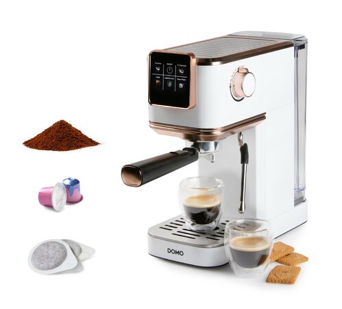 Espresso kávovar 3v1 - pákový, na pody i na kapsle - DOMO DO746K, 1 350 W, 20 Ba
