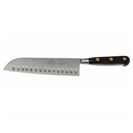 Kuchyňský nůž Lion Sabatier, 714780 Idéal Laiton, Santoku nůž, čepel 18 cm z
nerezové oceli, POM rukojeť, plně kovaný, mosazné nýty