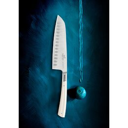 Kuchyňský nůž Lion Sabatier, 807881 Edonist Perle, Santoku nůž, čepel 18 cm z
nerezové oceli, ABS rukojeť, plně kovaný, nerez nýty