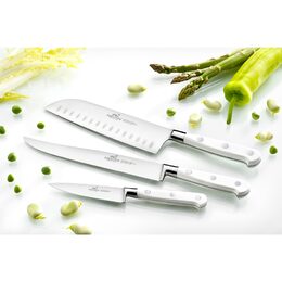 Kuchyňský nůž Lion Sabatier, 814783 Idéal Toque, Santoku nůž, čepel 18 cm z
nerezové oceli, POM rukojeť, plně kovaný, nerez nýty