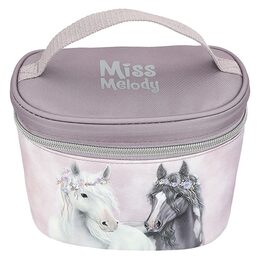 Kosmetická taštička Miss Melody, Oválná, fialová, 2 koně s čelenkou