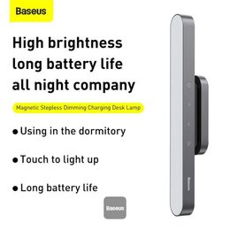 Nabíjecí magnetická stolní LED lampa Baseus s plynulým stmíváním šedá