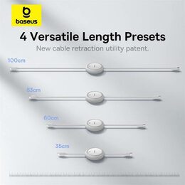 Navíjecí kabel Baseus Free2Pull USB-C/Lightning s nastavitelnou délkou až 1m 20W bílý
