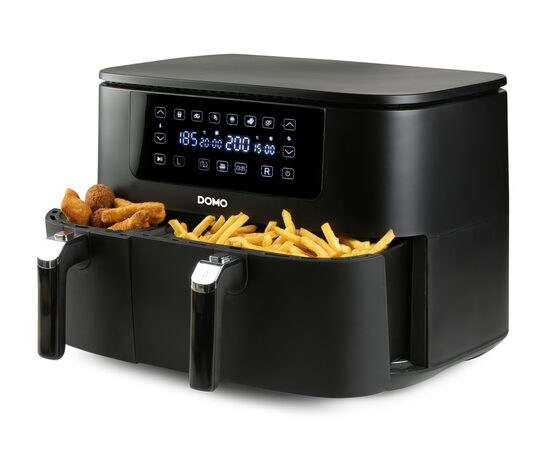 Dvojitá horkovzdušná fritéza 3+6 l - digitální - DOMO DO546FR, 2 850 W, 2 samost
