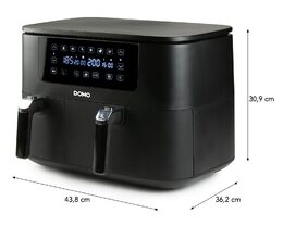 Dvojitá horkovzdušná fritéza 3+6 l - digitální - DOMO DO546FR, 2 850 W, 2 samost