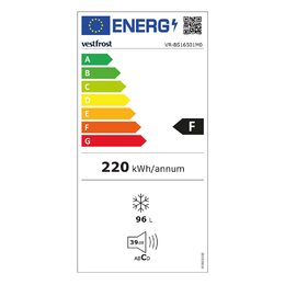 Mraznička Vestfrost, VR-BS16501M0, vestavná, 96 L, 39 dB, 220 kWh/rok, chladivo
R600a