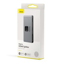 HDMI rozbočovač Baseus Matrix HDMI Splitter 2v1/1v2 šedý