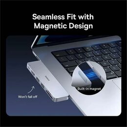 Dokovací stanice 6v1 Baseus Ultra Joy 100W 1xUSB-C, 2xUSB, 1xHDMI, SD/microSD slot šedá