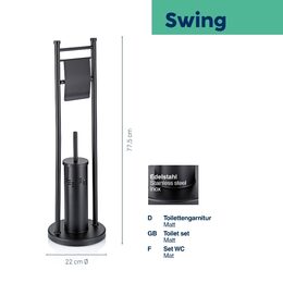 KELA WC sada Swing, černá 22x77,5 cm KL-18977
